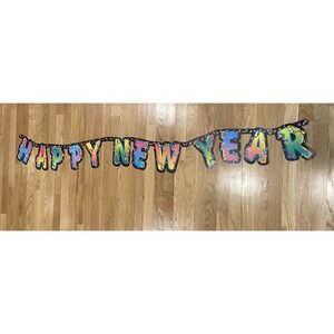 Vintage Beistle Happy New Year Hinged Paper Banner Sign Decoration Streamer 1998